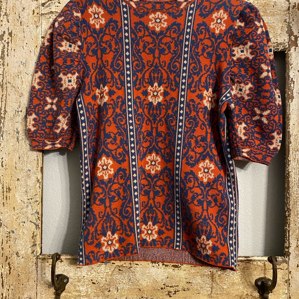 Flying Tomato Orange and Blue Knit Sweater